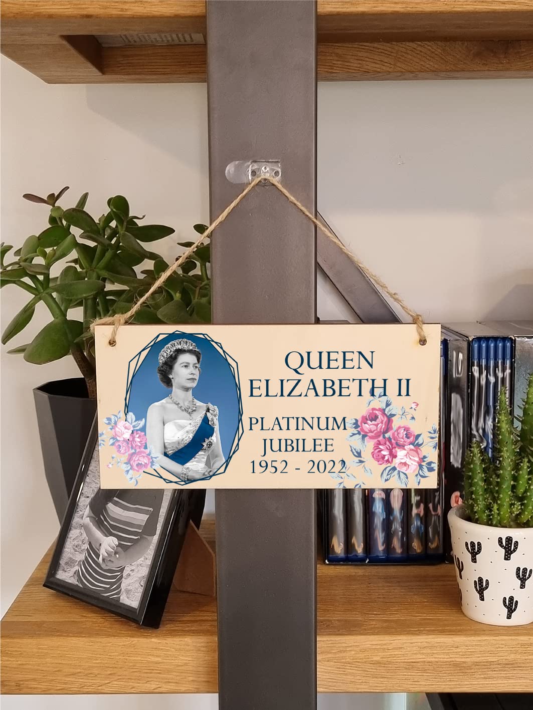The Plum Penguin Handmade Wooden Hanging Wall Plaque Celebrate 70 Years Queen's Platinum Jubilee 2022 Coronation Decorative Memorabilia Street Party