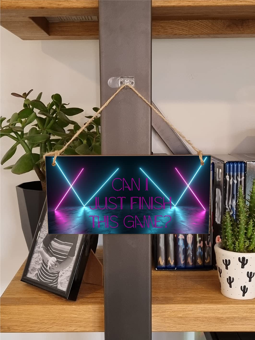 The Plum Penguin Handmade Wooden Hanging Wall Plaque Just Finish This Game Novelty Gift Gamers Computer Game Fans Man Cave Sign