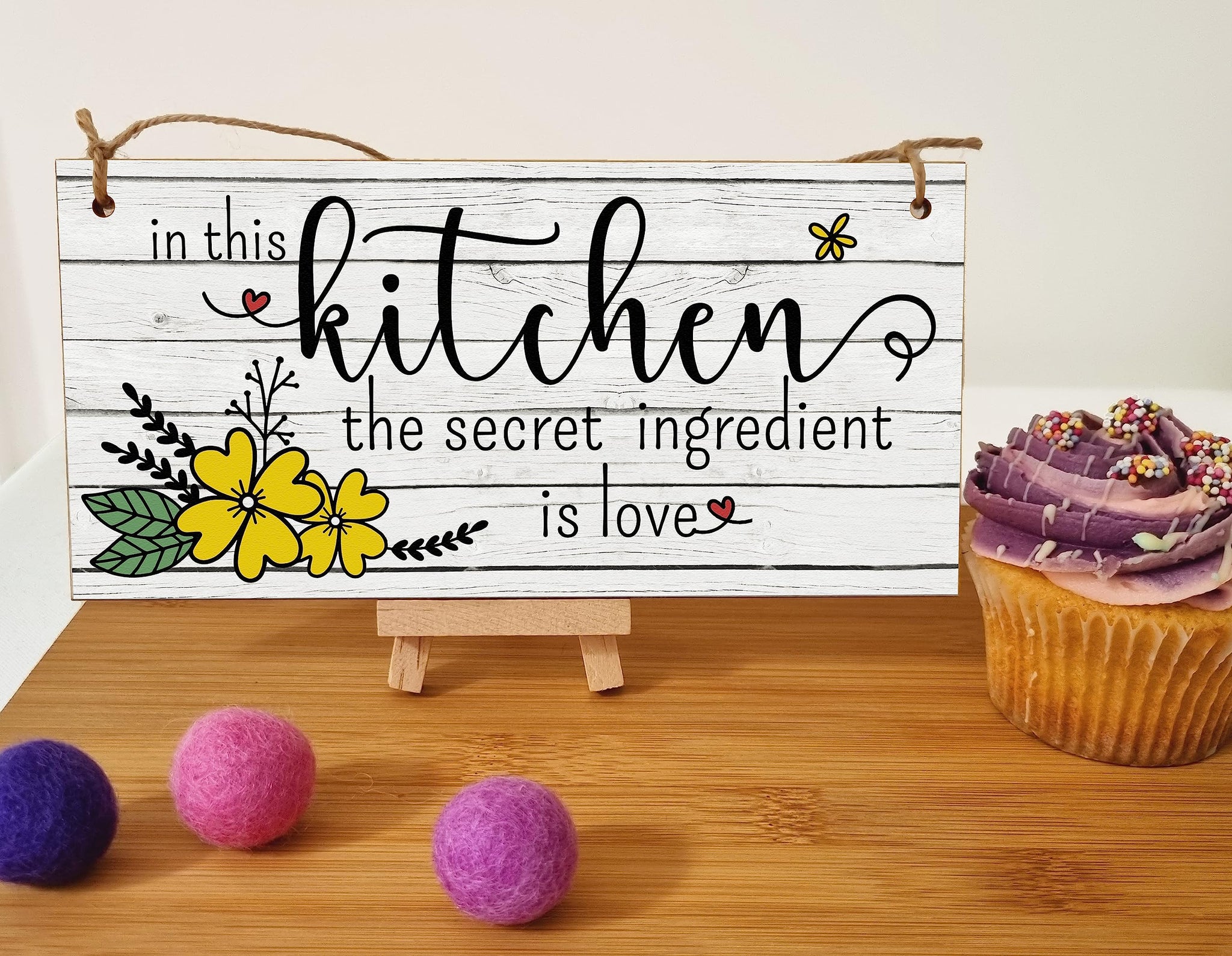 In the Kitchen Secret Ingredient Love Decorative Rustic Handmade Wooden Plaque Home Décor Family Hanging Sign Gift