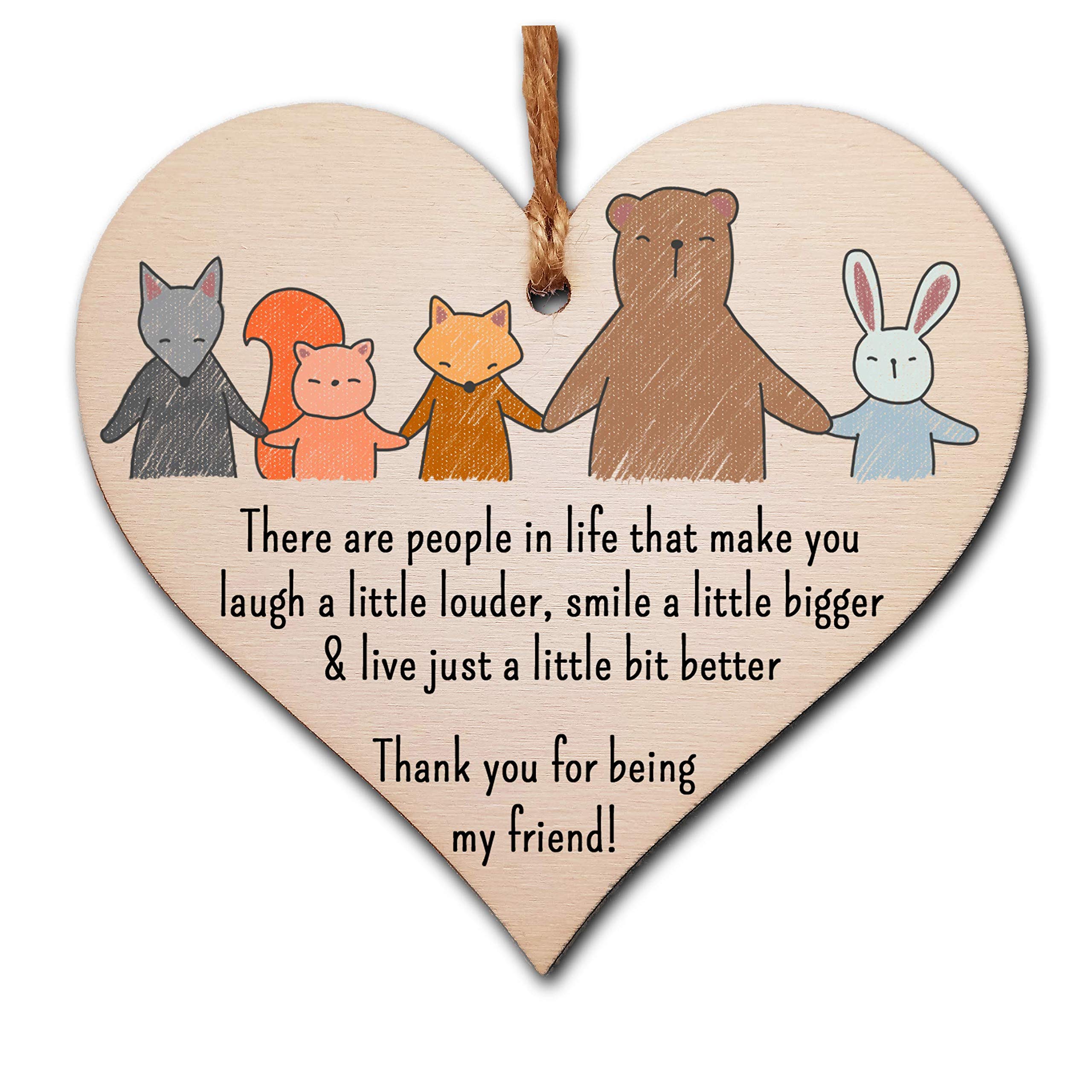 Handmade Wooden Hanging Heart Plaque Gift People Make Life Better Thank you for being my friend cute wall window hanger for best friends Miss You