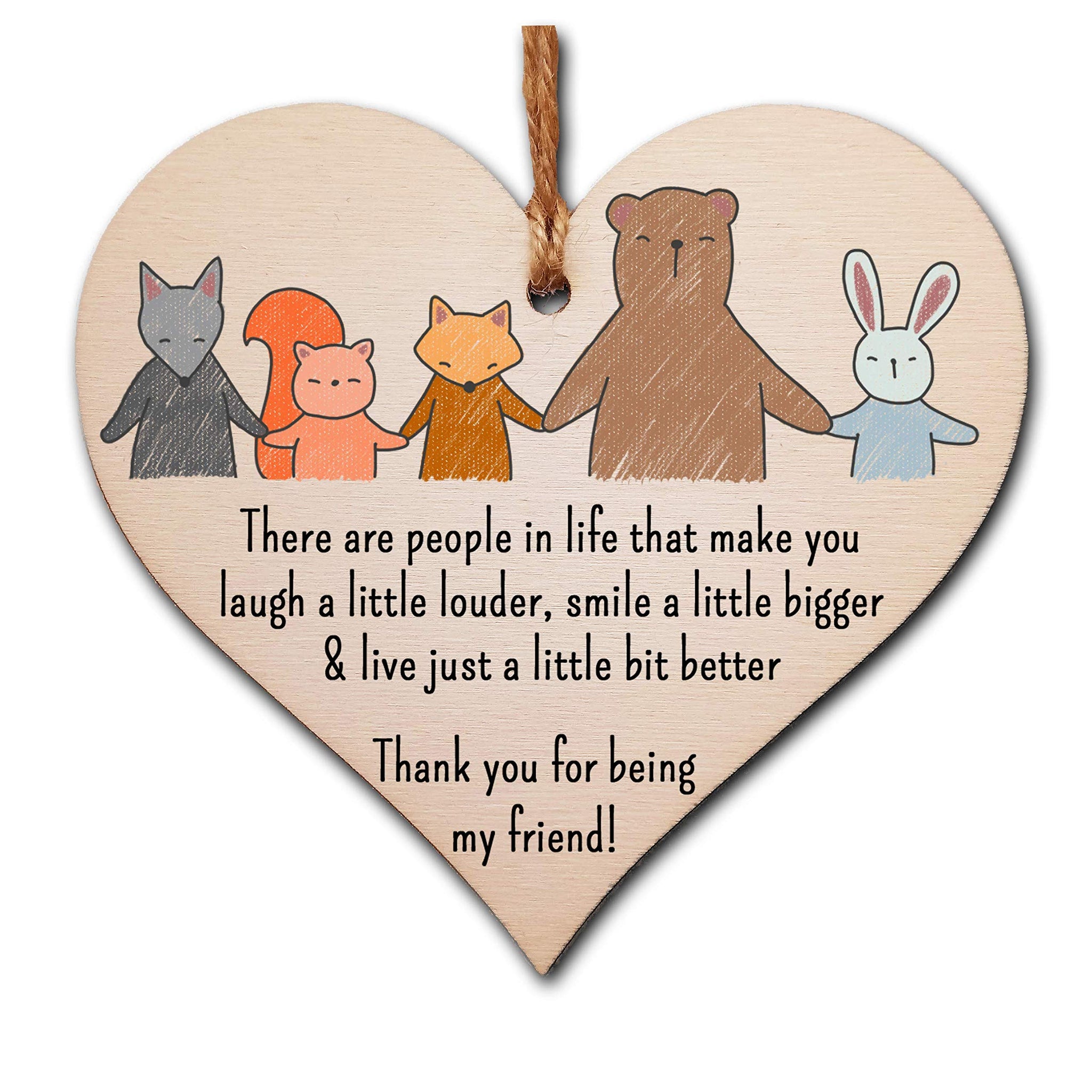 Handmade Wooden Hanging Heart Plaque Gift People Make Life Better Thank you for being my friend cute wall window hanger for best friends Miss You