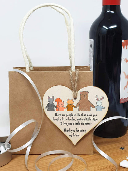 Handmade Wooden Hanging Heart Plaque Gift People Make Life Better Thank you for being my friend cute wall window hanger for best friends Miss You