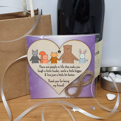 Handmade Wooden Hanging Heart Plaque Gift People Make Life Better Thank you for being my friend cute wall window hanger for best friends Miss You