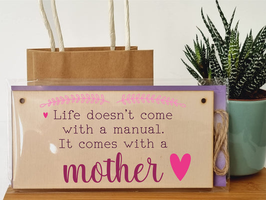 The Plum Penguin Handmade Wooden Hanging Wall Plaque Life Not a Manual a Mother Sentimental Gift Sign Mother's Day