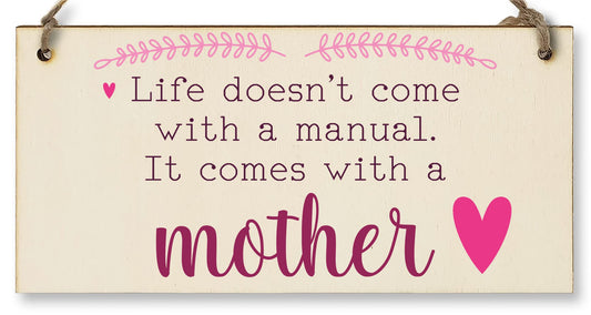 The Plum Penguin Handmade Wooden Hanging Wall Plaque Life Not a Manual a Mother Sentimental Gift Sign Mother's Day
