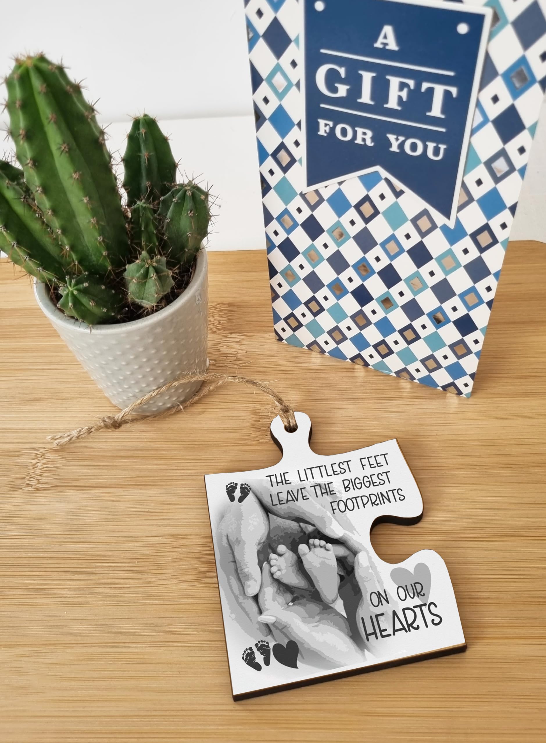 The Plum Penguin Hanging Jigsaw Puzzle Piece Little Feet Big Footprints Hearts Baby Loss Remembrance Sign Ornament