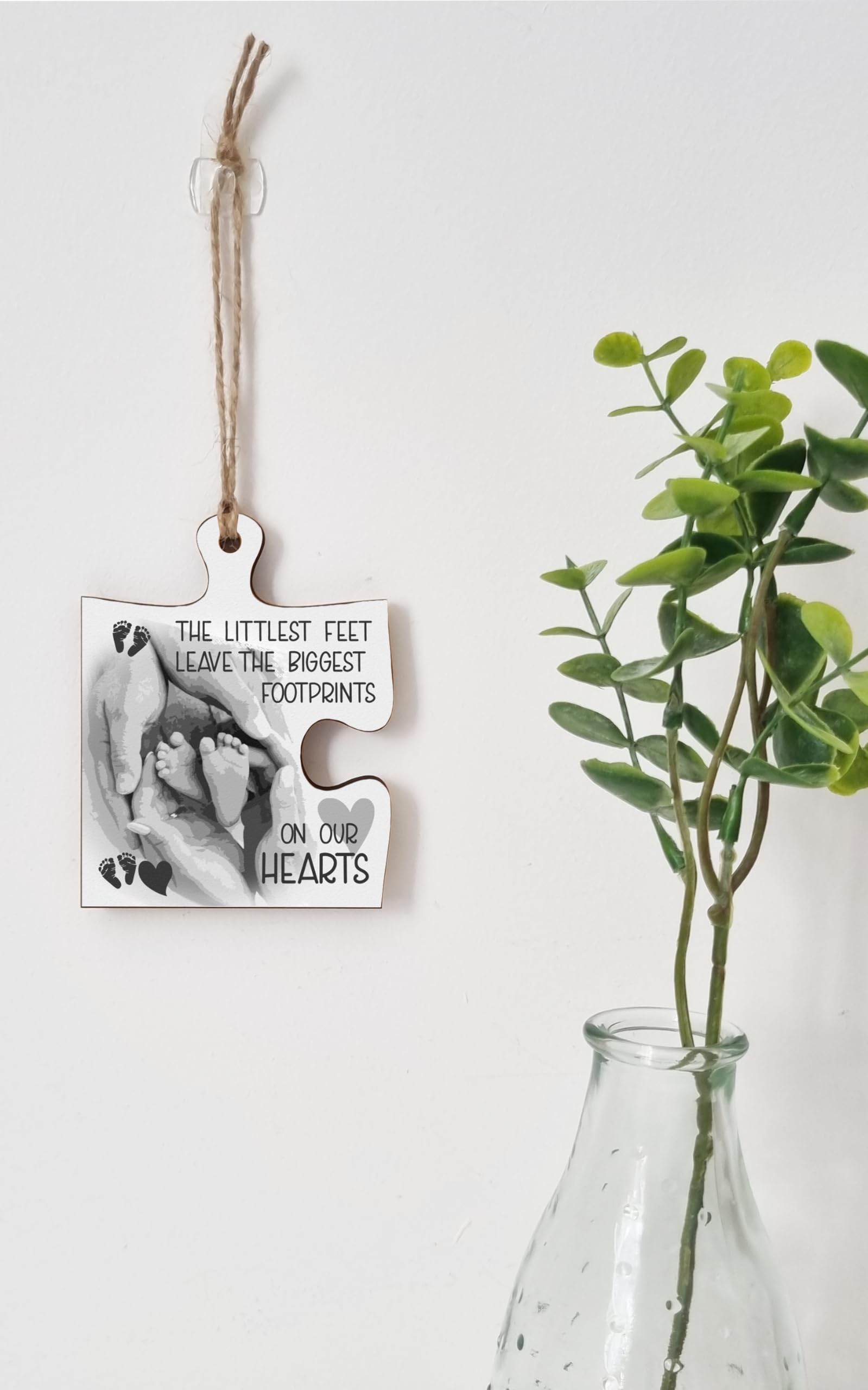 The Plum Penguin Hanging Jigsaw Puzzle Piece Little Feet Big Footprints Hearts Baby Loss Remembrance Sign Ornament