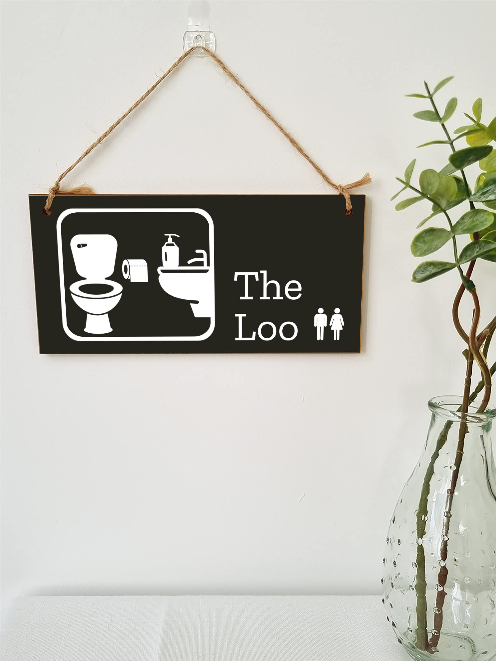 Handmade Wooden Hanging Wall Plaque The Loo Funny Novelty Decorative Door Sign Icon Style The Office