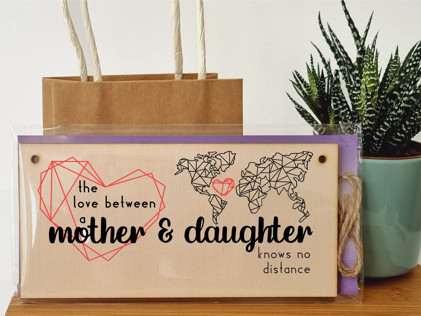 The Plum Penguin Handmade Wooden Hanging Wall Plaque Love Between Mother and Daughter Knows No Distance Mum Gift Sign Mother's Days