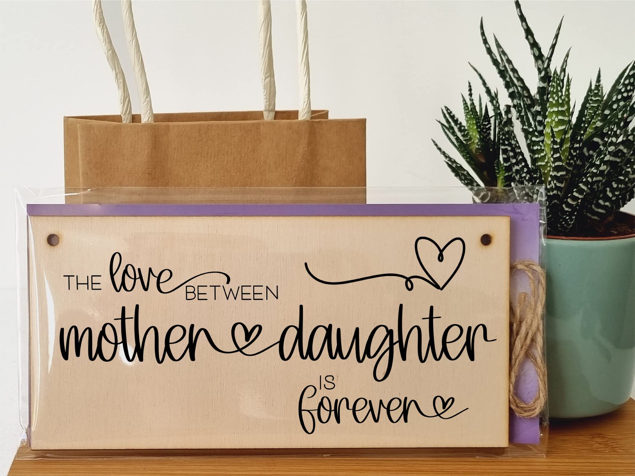 The Plum Penguin Handmade Wooden Hanging Wall Plaque Love Between Mother and Daughter is Forever Mum Gift Sign Mother's Days