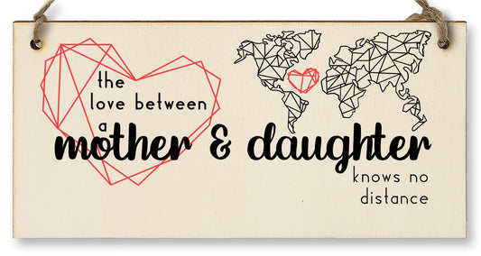The Plum Penguin Handmade Wooden Hanging Wall Plaque Love Between Mother and Daughter Knows No Distance Mum Gift Sign Mother's Days