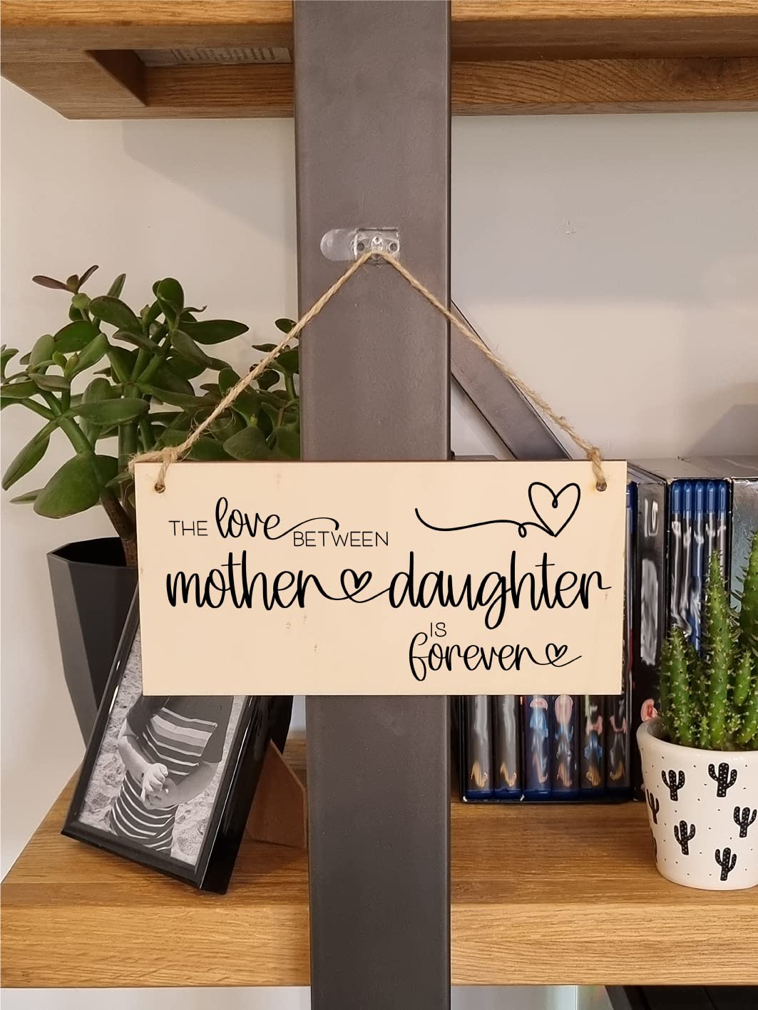 The Plum Penguin Handmade Wooden Hanging Wall Plaque Love Between Mother and Daughter is Forever Mum Gift Sign Mother's Days