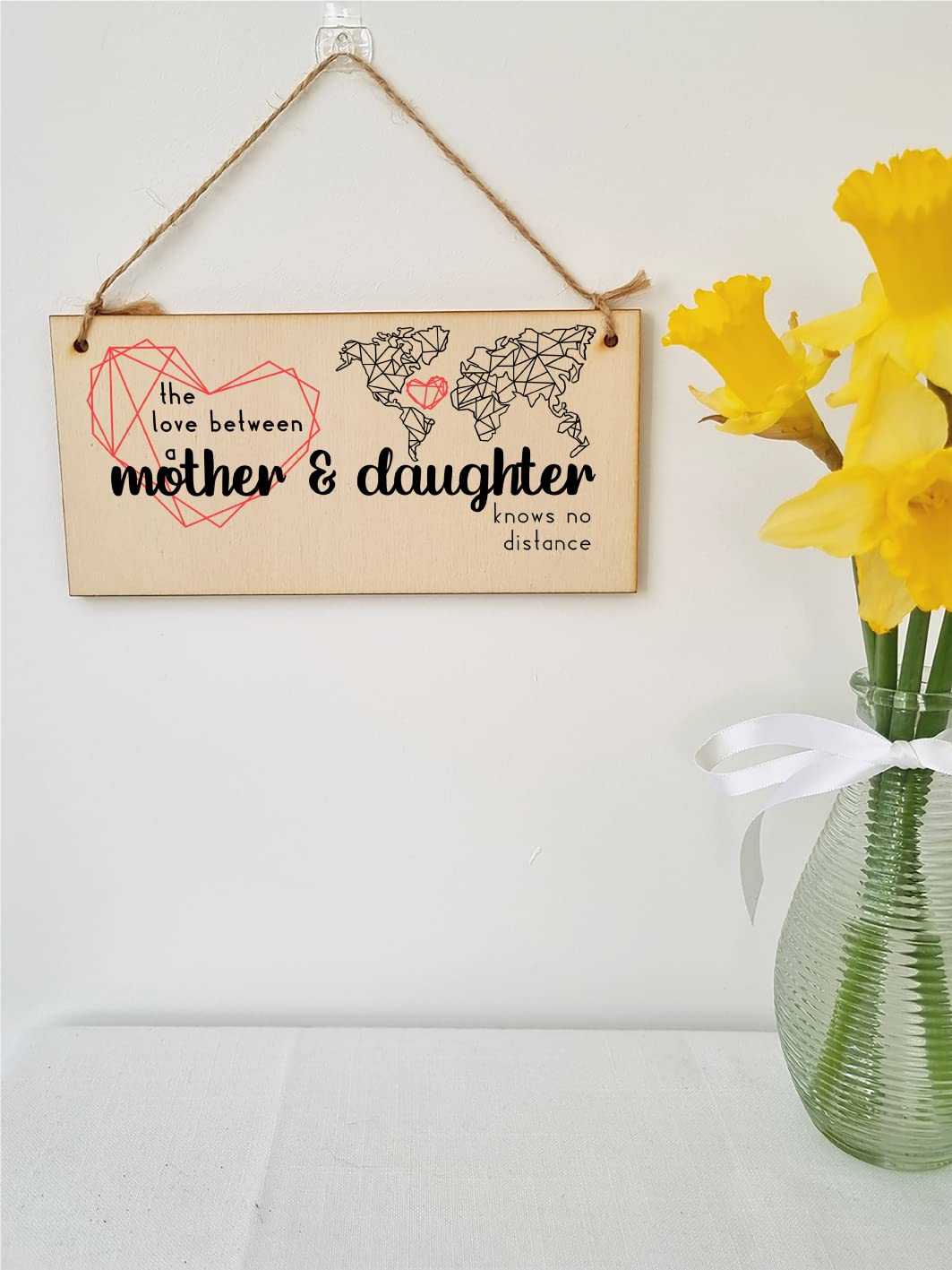 The Plum Penguin Handmade Wooden Hanging Wall Plaque Love Between Mother and Daughter Knows No Distance Mum Gift Sign Mother's Days