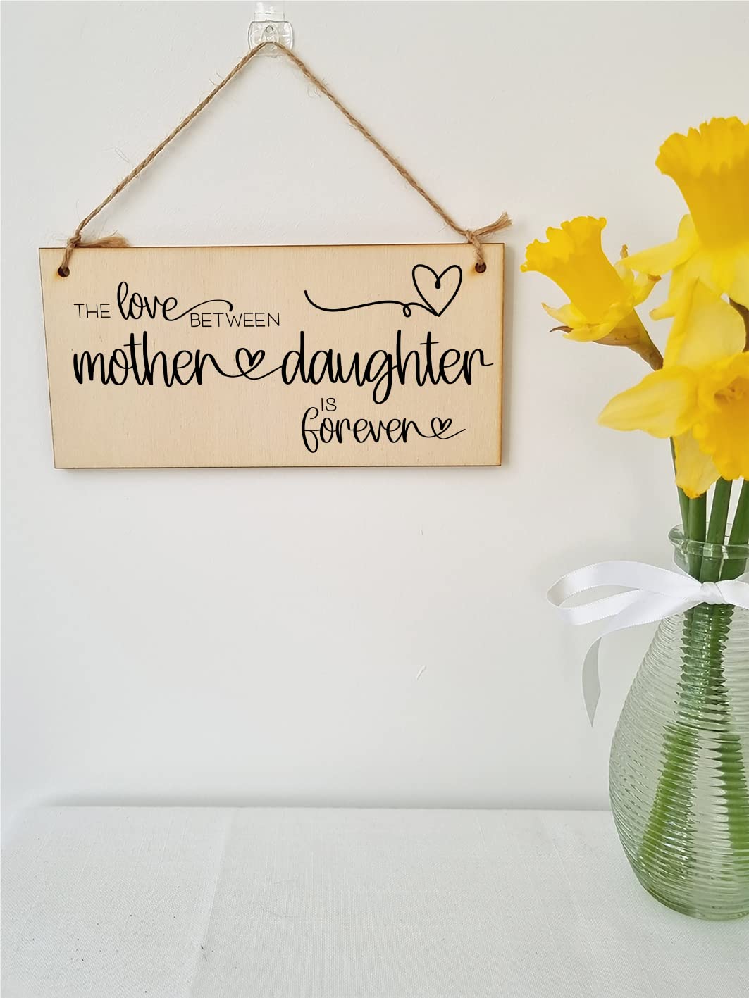 The Plum Penguin Handmade Wooden Hanging Wall Plaque Love Between Mother and Daughter is Forever Mum Gift Sign Mother's Days