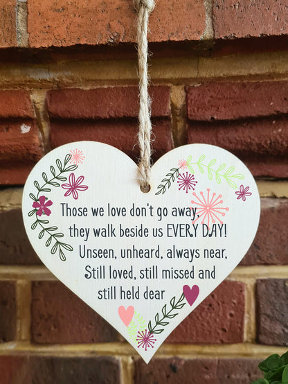 The Plum Penguin Handmade Wooden Hanging Heart Plaque Gift Those We Love Held Dear Missing You Bereavement In Memory Keepsake Wall Hanger