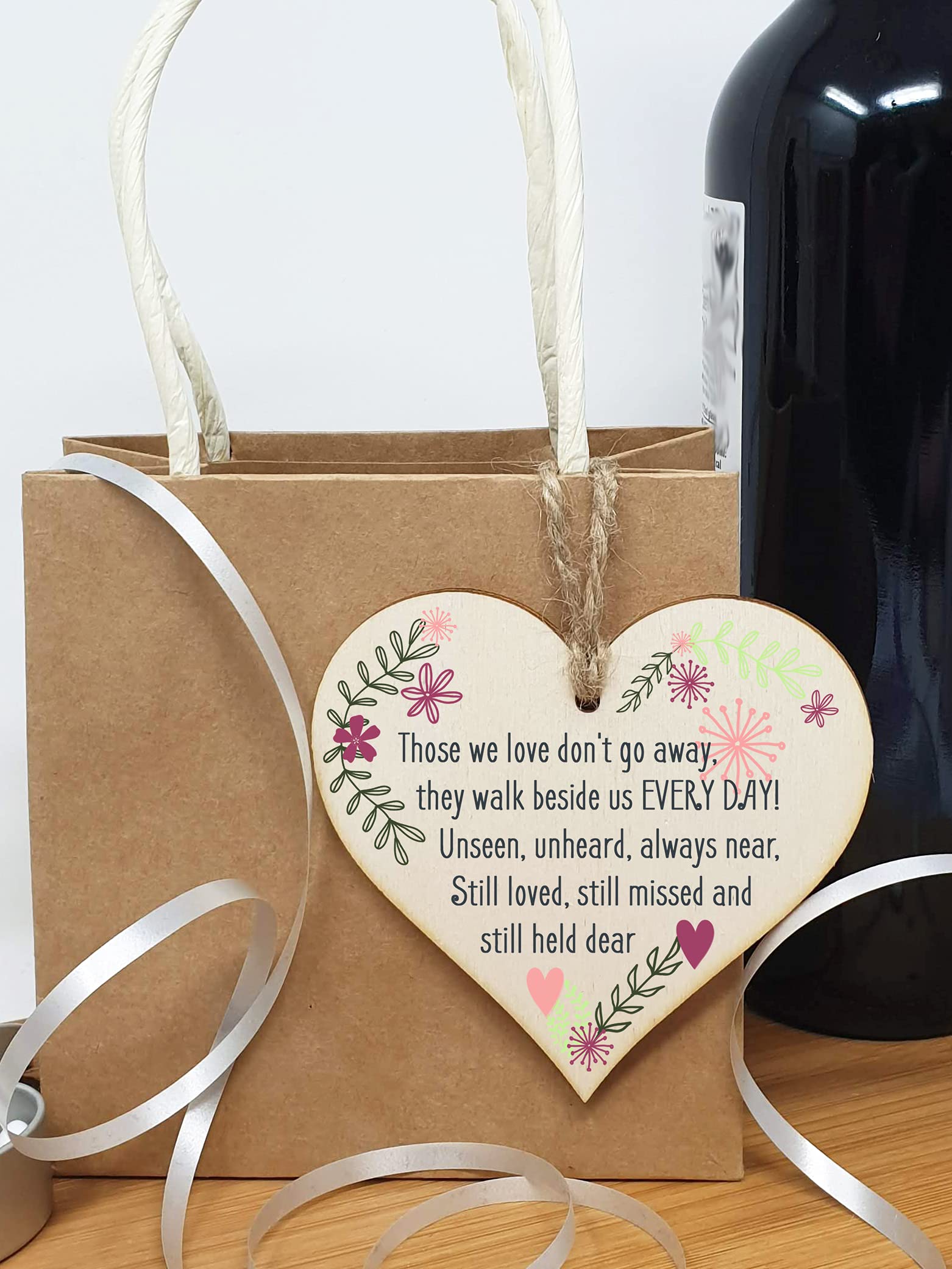 The Plum Penguin Handmade Wooden Hanging Heart Plaque Gift Those We Love Held Dear Missing You Bereavement In Memory Keepsake Wall Hanger