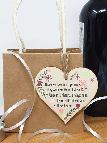 The Plum Penguin Handmade Wooden Hanging Heart Plaque Gift Those We Love Held Dear Missing You Bereavement In Memory Keepsake Wall Hanger