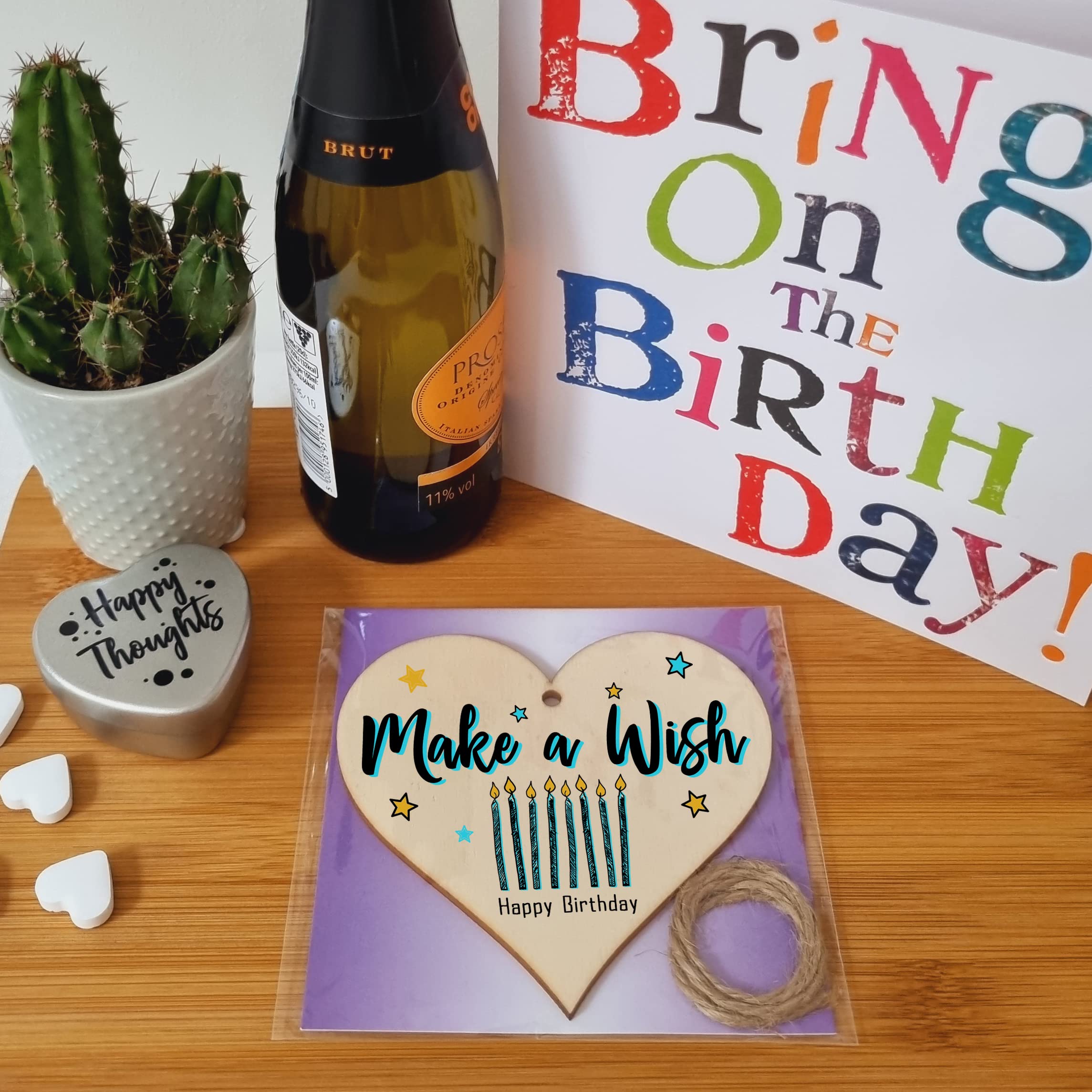 Handmade Wooden Hanging Heart Plaque Gift for Someone Special Happy Birthday Keepsake