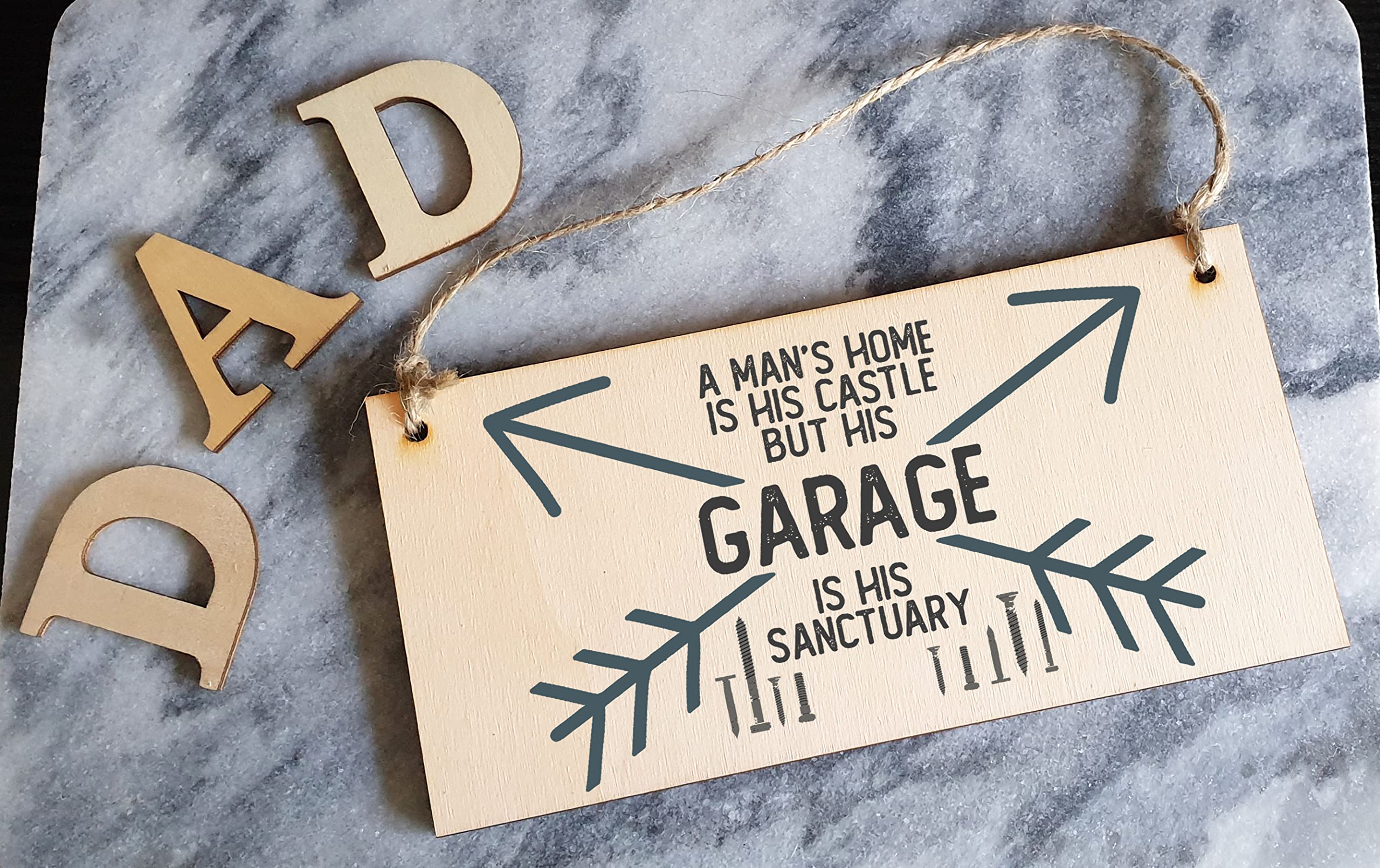 The Plum Penguin Handmade Wooden Hanging Wall Plaque A Man's Home Castle Shed Sanctuary Novelty Man Cave Sign