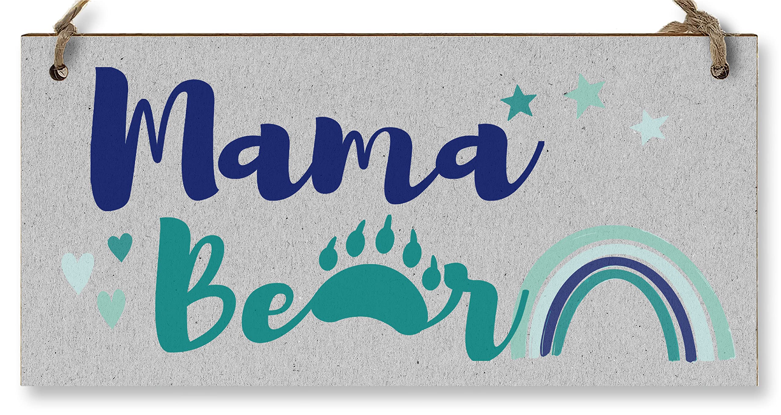 The Plum Penguin Handmade Wooden Hanging Wall Plaque Mama Bear Fun Boho Chic Gift Sign for Mum Mother's Day