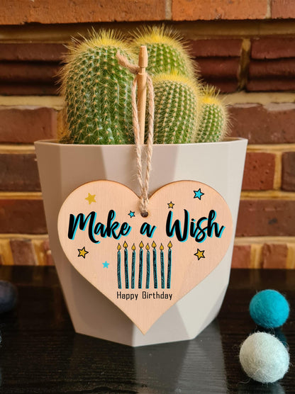 Handmade Wooden Hanging Heart Plaque Gift for Someone Special Happy Birthday Keepsake