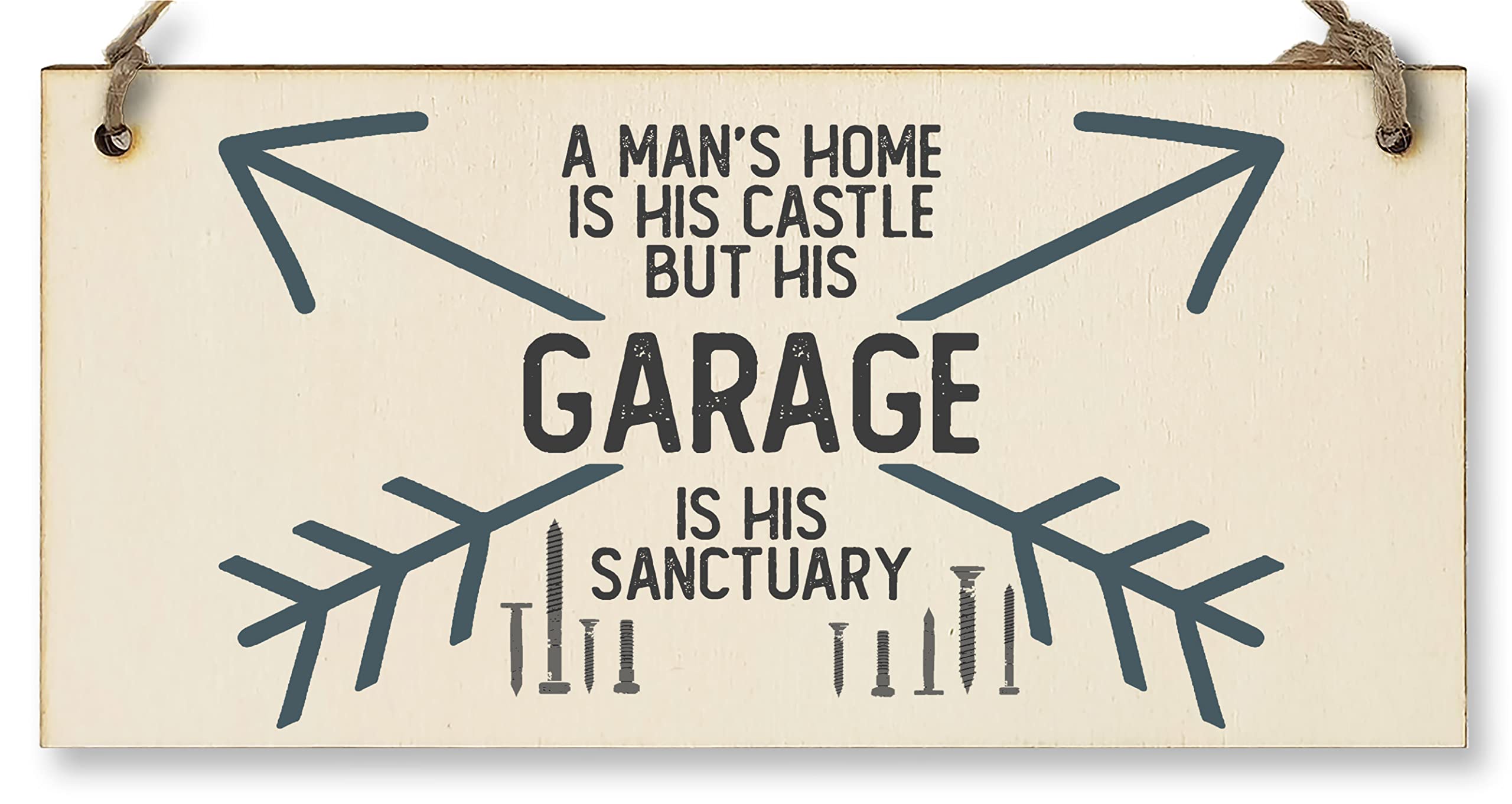 The Plum Penguin Handmade Wooden Hanging Wall Plaque A Man's Home Castle Shed Sanctuary Novelty Man Cave Sign