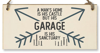 The Plum Penguin Handmade Wooden Hanging Wall Plaque A Man's Home Castle Shed Sanctuary Novelty Man Cave Sign