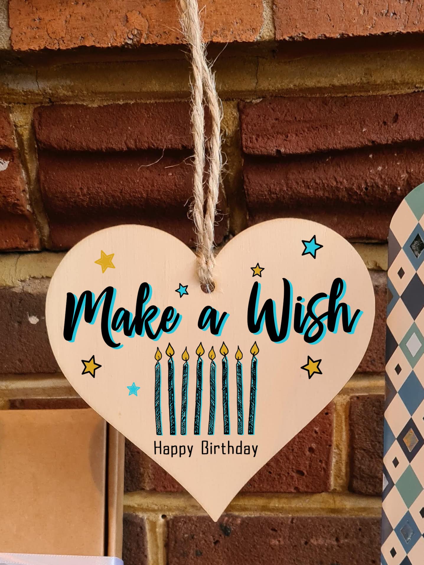 Handmade Wooden Hanging Heart Plaque Gift for Someone Special Happy Birthday Keepsake