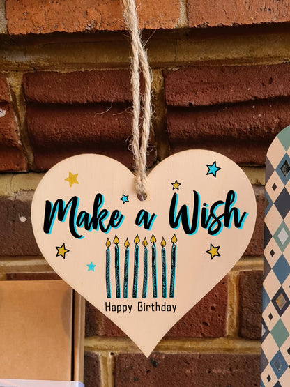 Handmade Wooden Hanging Heart Plaque Gift for Someone Special Happy Birthday Keepsake
