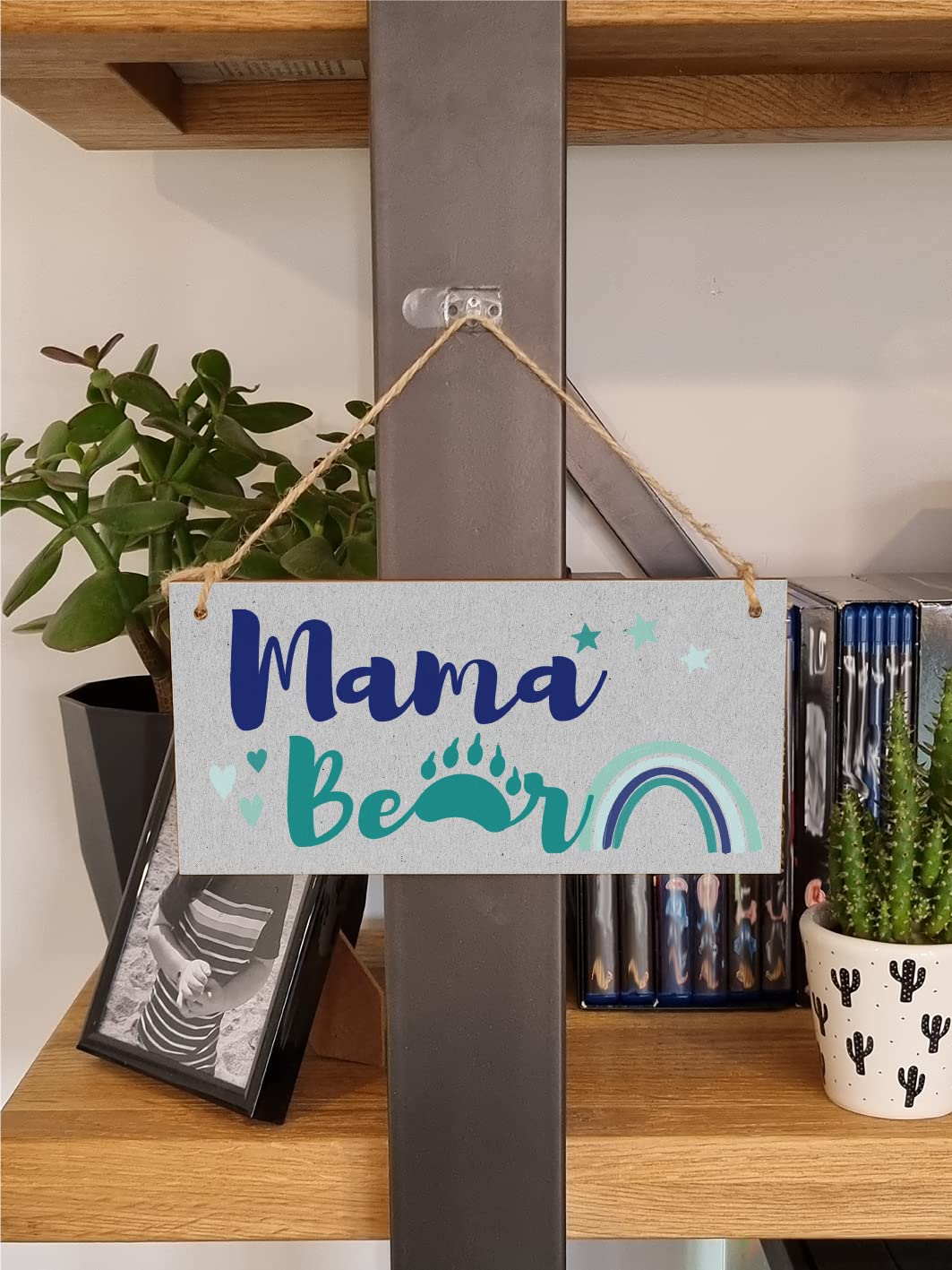 The Plum Penguin Handmade Wooden Hanging Wall Plaque Mama Bear Fun Boho Chic Gift Sign for Mum Mother's Day