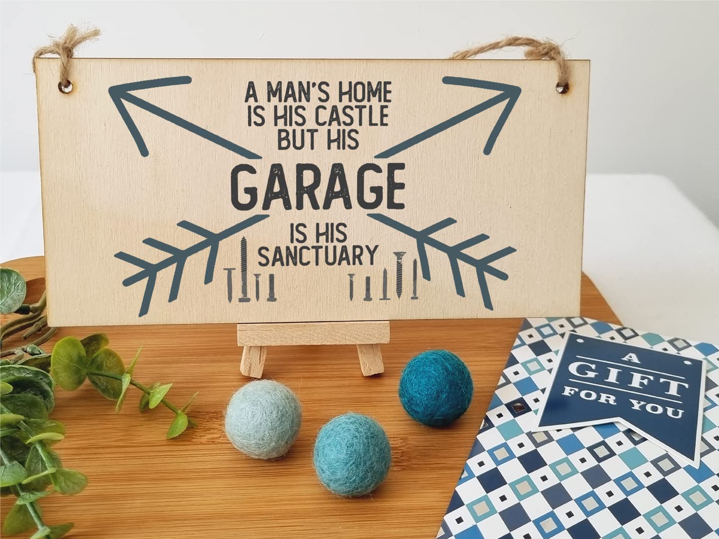 The Plum Penguin Handmade Wooden Hanging Wall Plaque A Man's Home Castle Shed Sanctuary Novelty Man Cave Sign