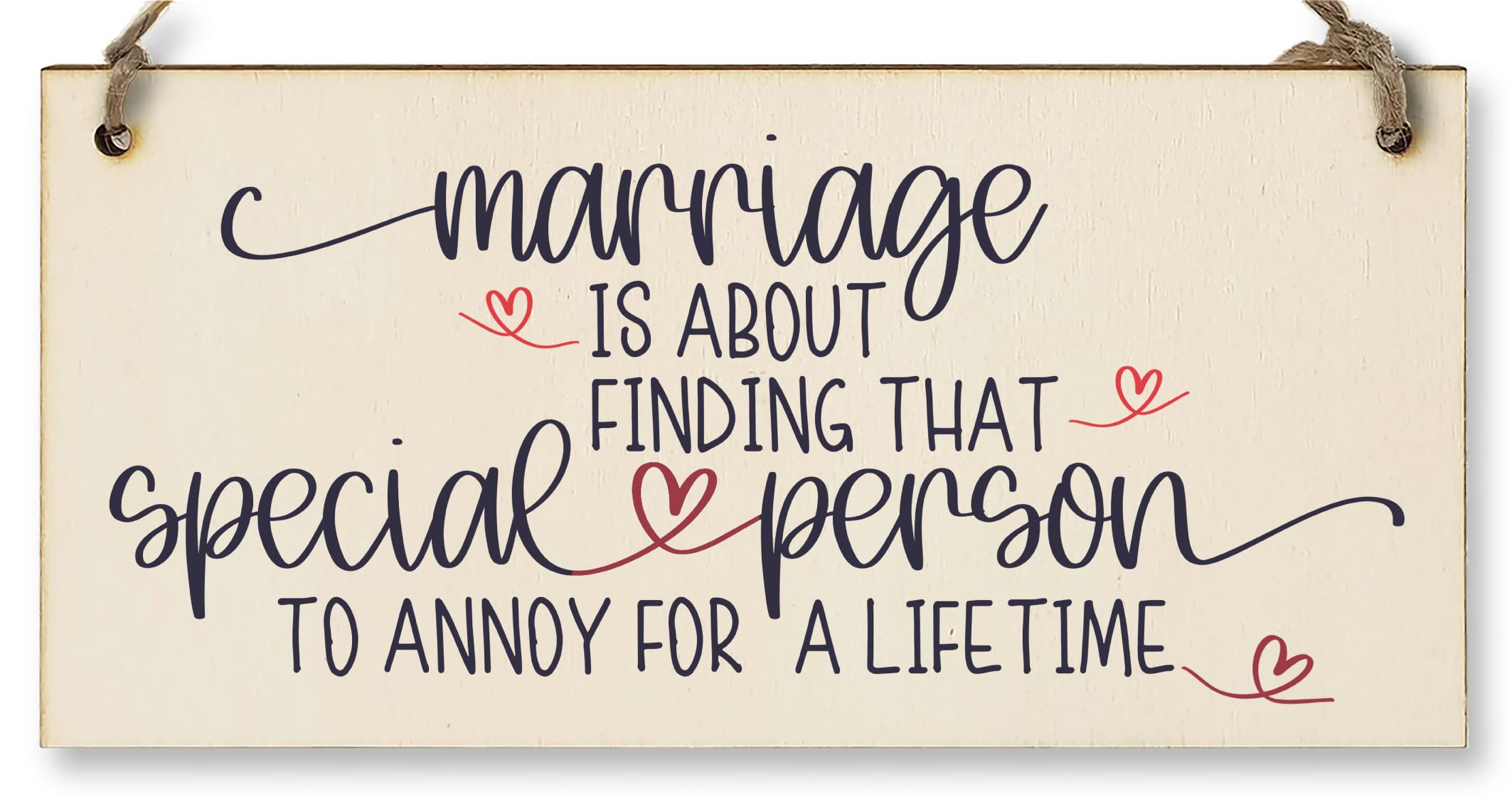 The Plum Penguin Handmade Wooden Hanging Wall Plaque Happy Marriage Special Person Annoy Lifetime Decorative Sign Wedding Gift