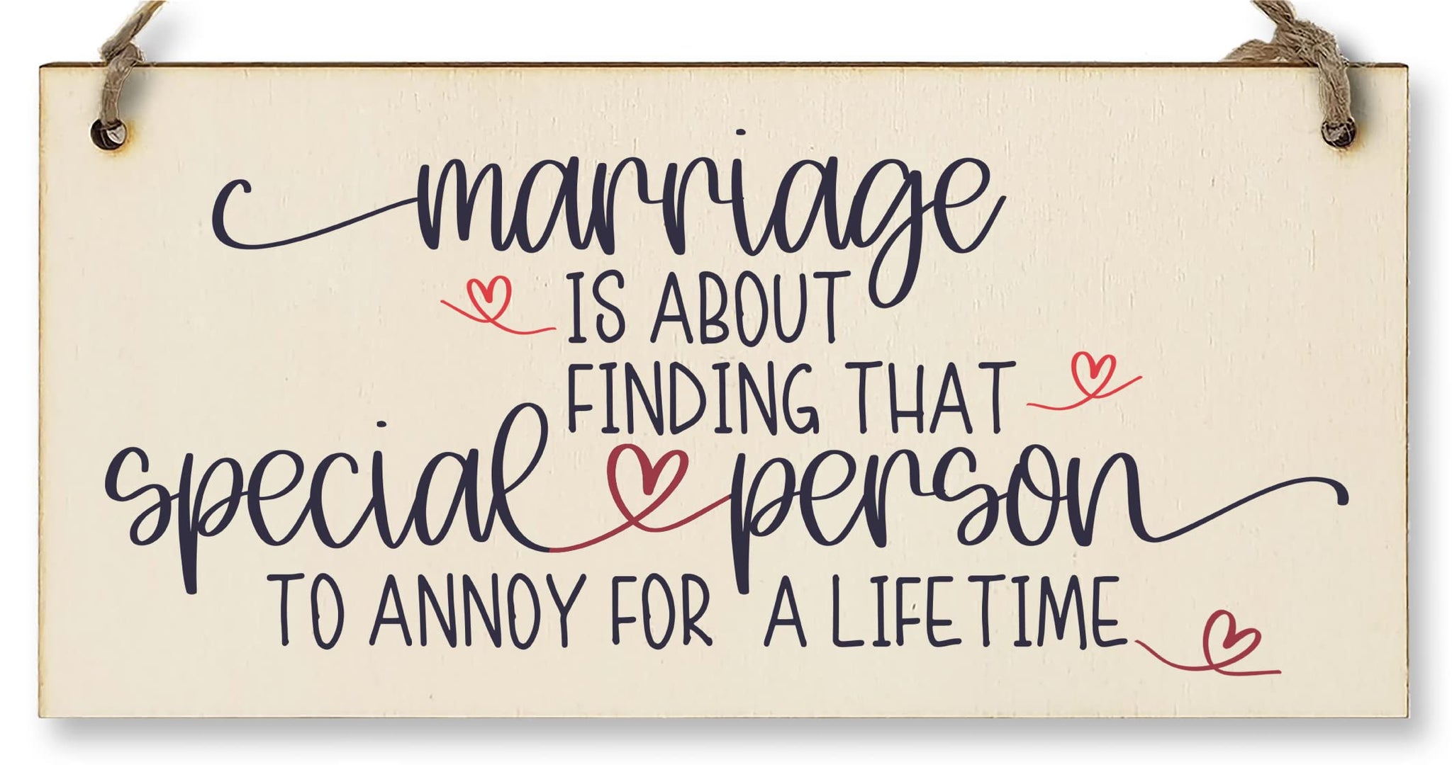 The Plum Penguin Handmade Wooden Hanging Wall Plaque Happy Marriage Special Person Annoy Lifetime Decorative Sign Wedding Gift