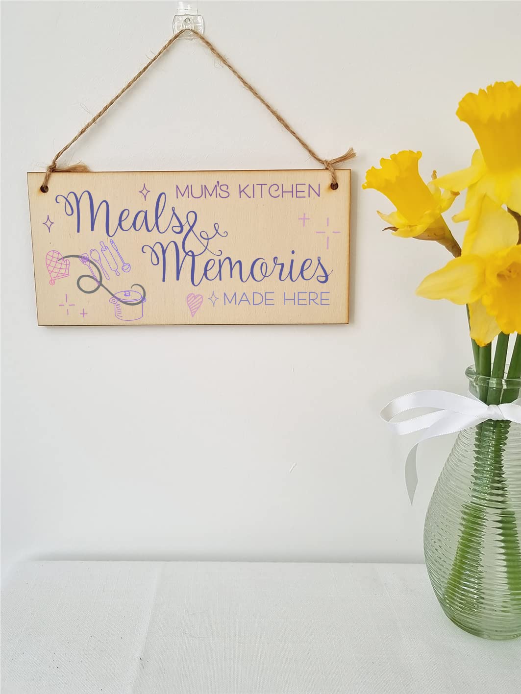 The Plum Penguin Handmade Wooden Hanging Wall Plaque Mums Kitchen Meals and Memories Sentimental Gift Sign Mother's Day