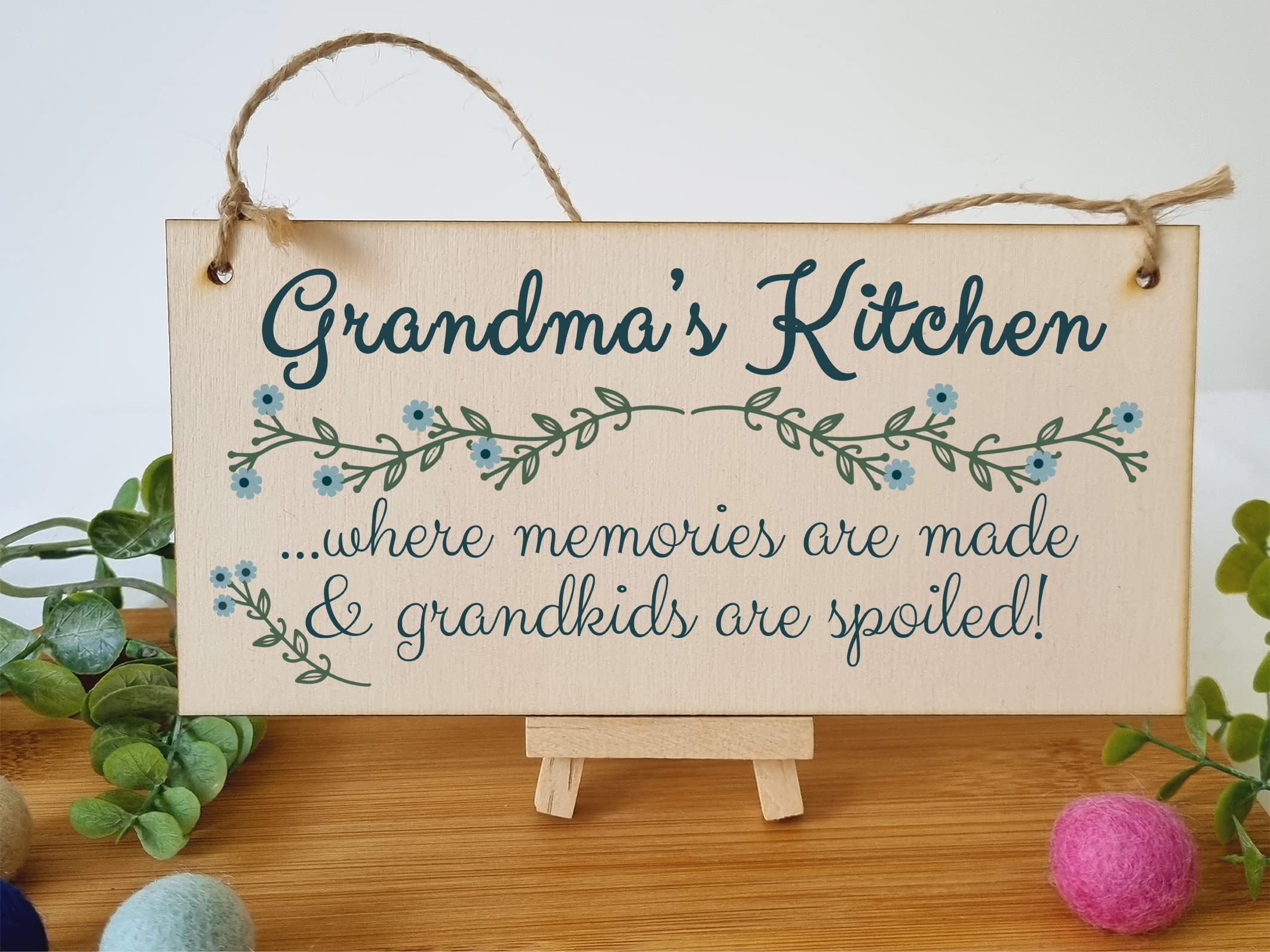 The Plum Penguin Handmade Wooden Hanging Wall Plaque Grandmas Kitchen Memories Made Grandkids Spoiled Gift for Grandparents