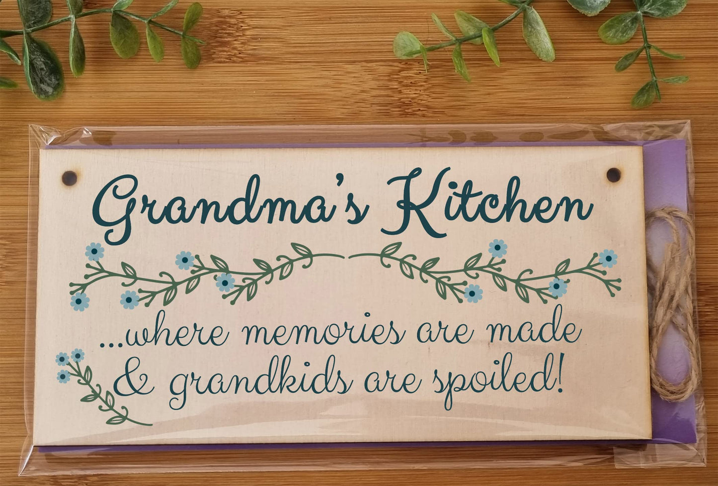 The Plum Penguin Handmade Wooden Hanging Wall Plaque Grandmas Kitchen Memories Made Grandkids Spoiled Gift for Grandparents