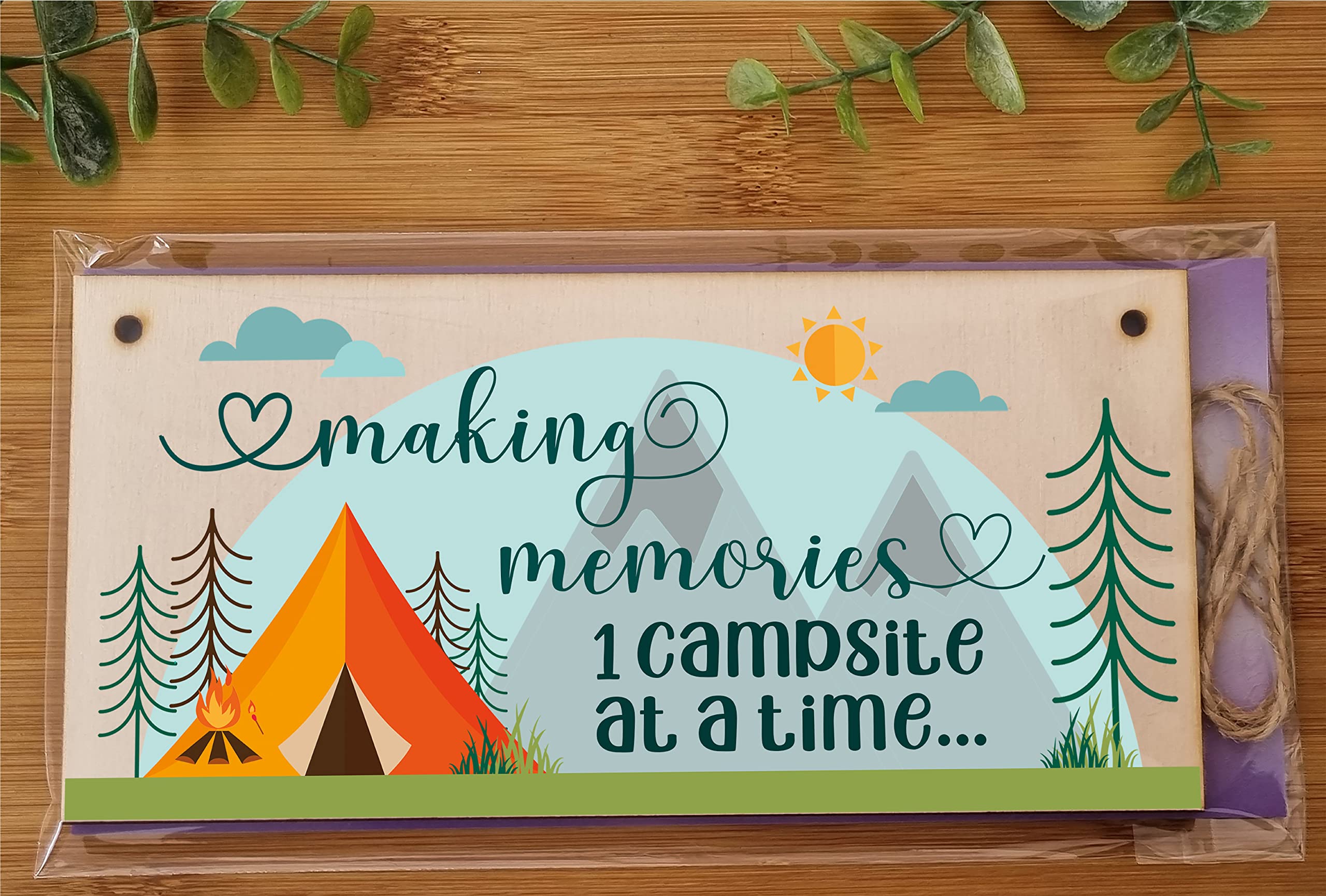 The Plum Penguin Handmade Wooden Hanging Wall Plaque Making Memories 1 Campsite at a Time Adventure Sign for Caravan Tent Camper