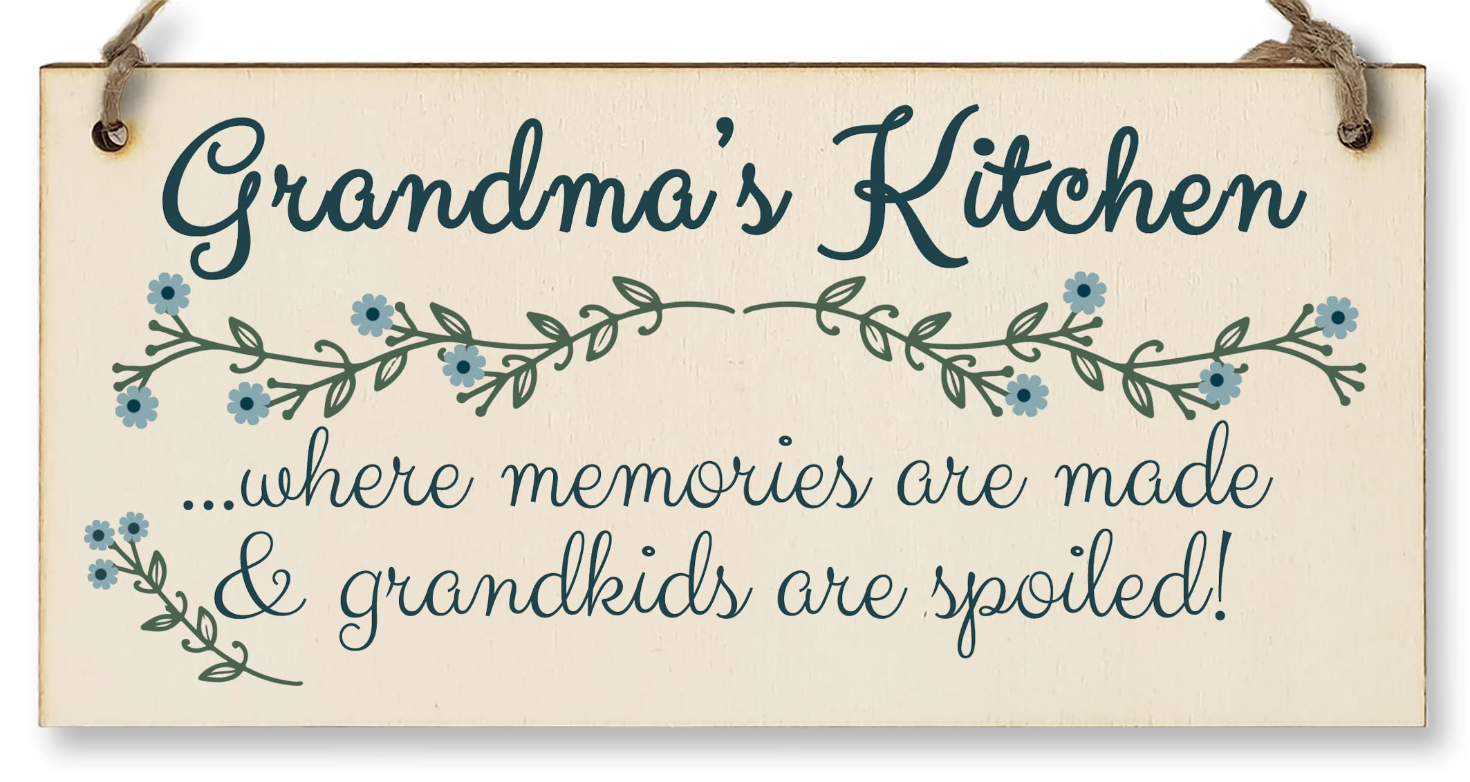 The Plum Penguin Handmade Wooden Hanging Wall Plaque Grandmas Kitchen Memories Made Grandkids Spoiled Gift for Grandparents