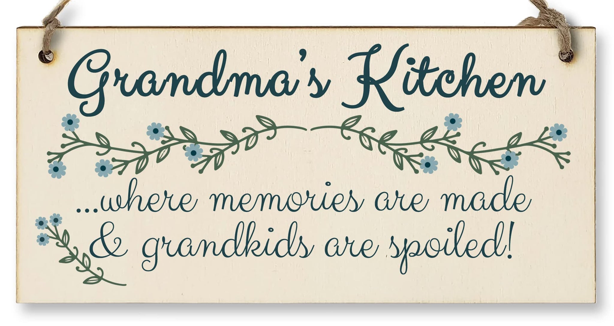 The Plum Penguin Handmade Wooden Hanging Wall Plaque Grandmas Kitchen Memories Made Grandkids Spoiled Gift for Grandparents