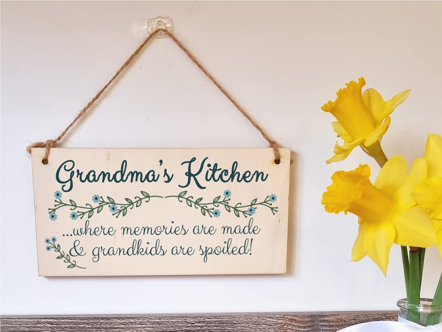 The Plum Penguin Handmade Wooden Hanging Wall Plaque Grandmas Kitchen Memories Made Grandkids Spoiled Gift for Grandparents