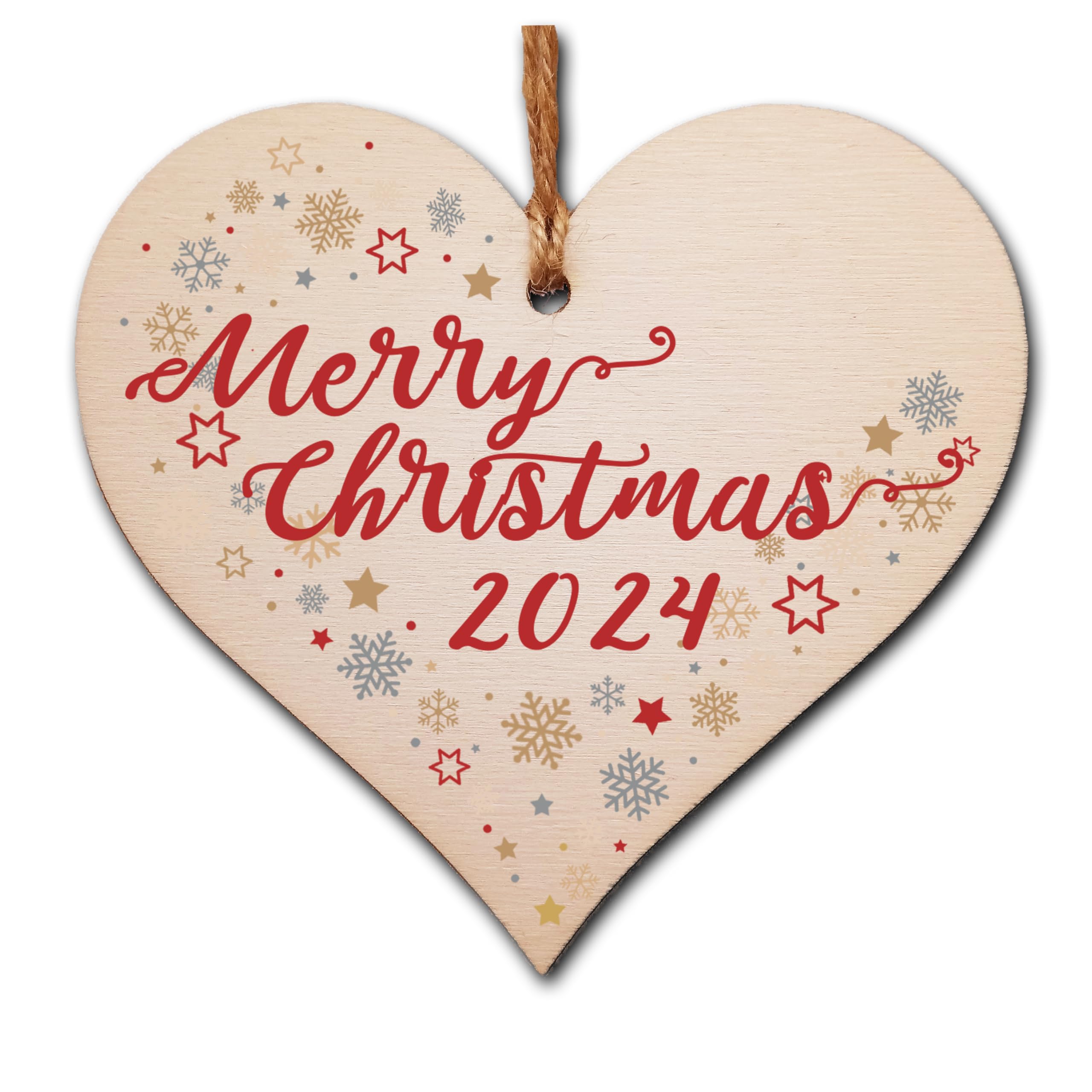 Handmade Christmas Hanging Wooden Heart Plaque Decoration Gift to wish someone special a merry xmas festive bauble