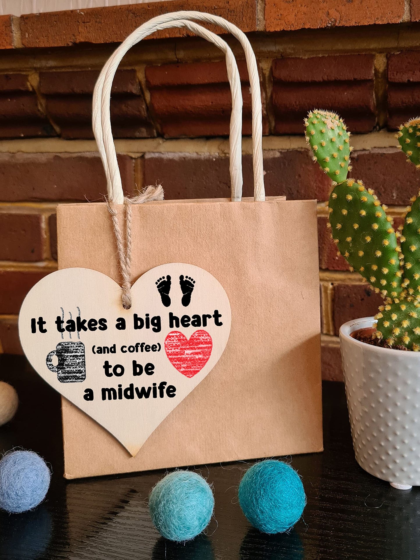 Handmade Wooden Hanging Heart Plaque Gift for a Great Midwife Funny Thank You Keepsake