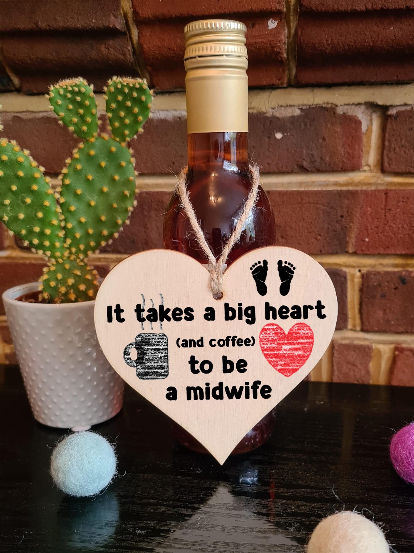 Handmade Wooden Hanging Heart Plaque Gift for a Great Midwife Funny Thank You Keepsake