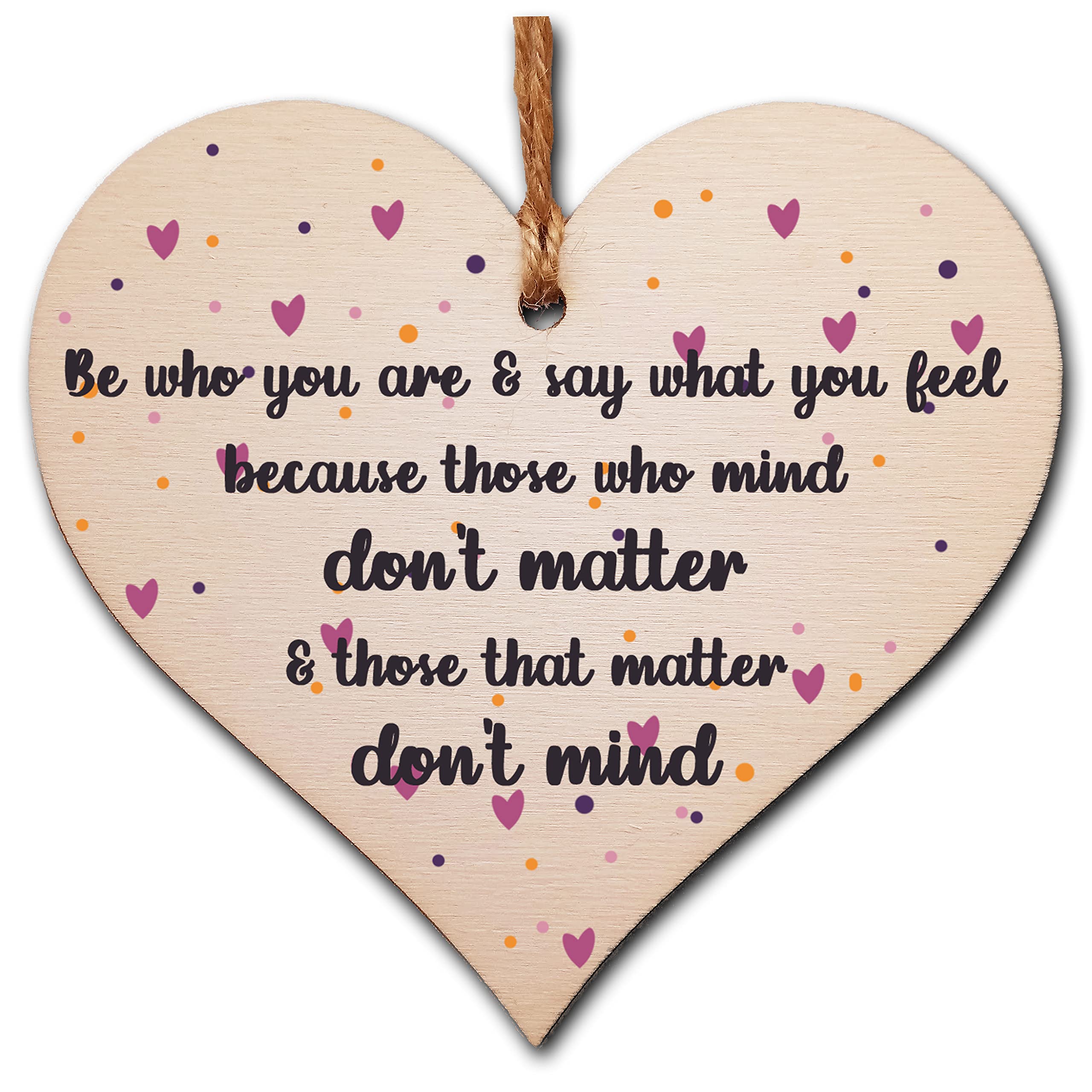 The Plum Penguin Handmade Wooden Hanging Heart Plaque Gift Be Who You Are Feel Inspirational Wall Hanger Card Alternative Motivational Present