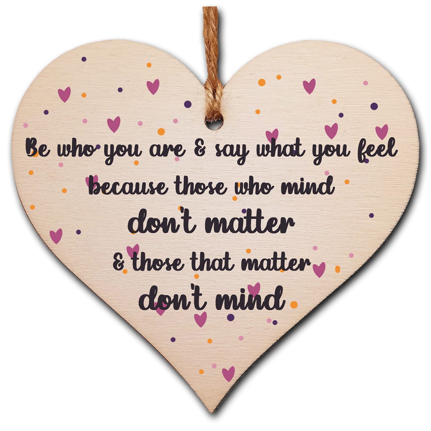 The Plum Penguin Handmade Wooden Hanging Heart Plaque Gift Be Who You Are Feel Inspirational Wall Hanger Card Alternative Motivational Present