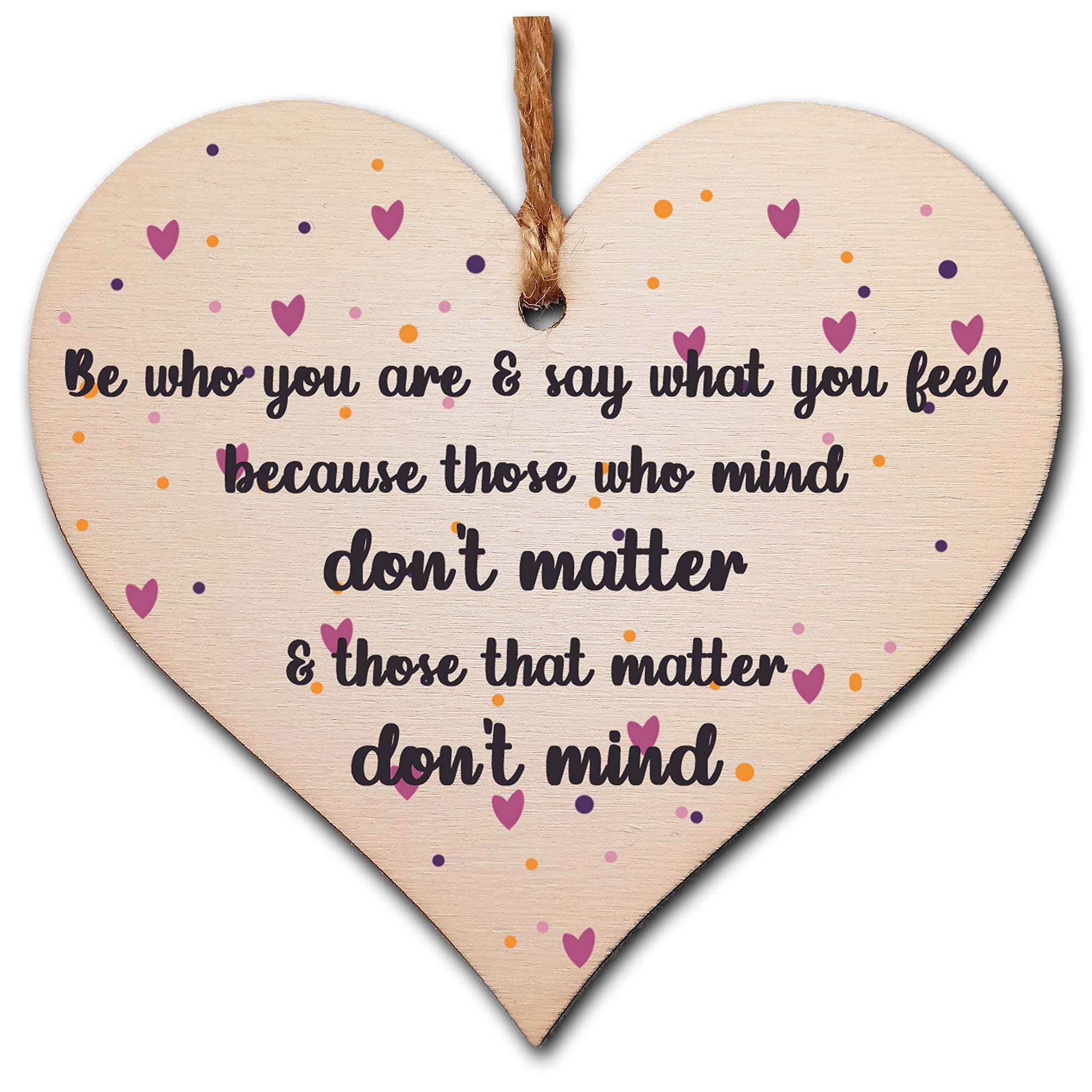 The Plum Penguin Handmade Wooden Hanging Heart Plaque Gift Be Who You Are Feel Inspirational Wall Hanger Card Alternative Motivational Present