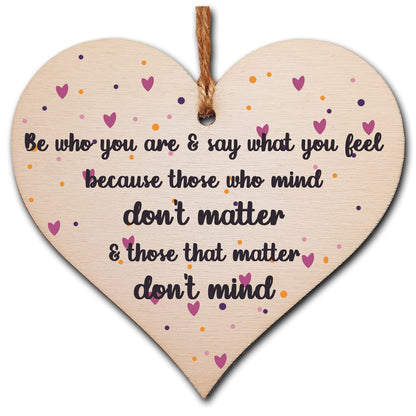 The Plum Penguin Handmade Wooden Hanging Heart Plaque Gift Be Who You Are Feel Inspirational Wall Hanger Card Alternative Motivational Present