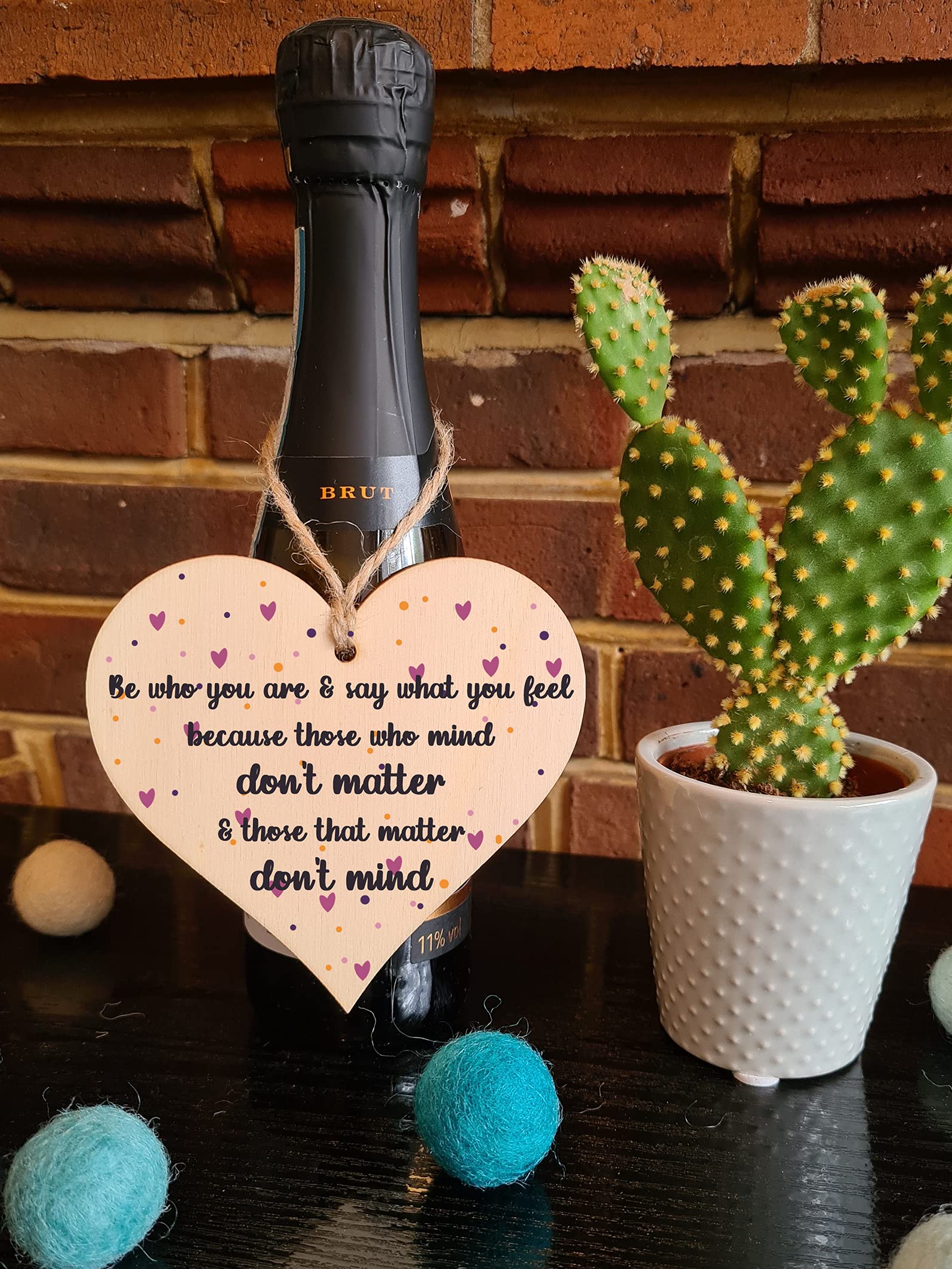 The Plum Penguin Handmade Wooden Hanging Heart Plaque Gift Be Who You Are Feel Inspirational Wall Hanger Card Alternative Motivational Present