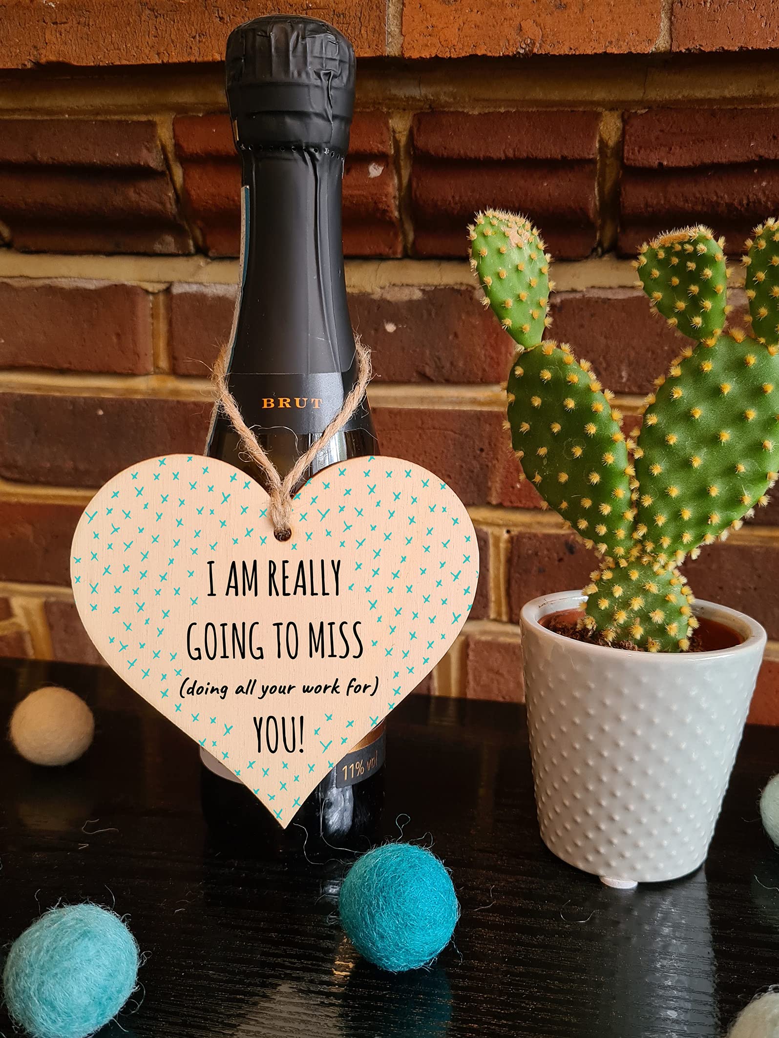 The Plum Penguin Handmade Wooden Hanging Heart Plaque Gift Gonna Miss You Funny Leaving Card Alternative Friend Colleague Present