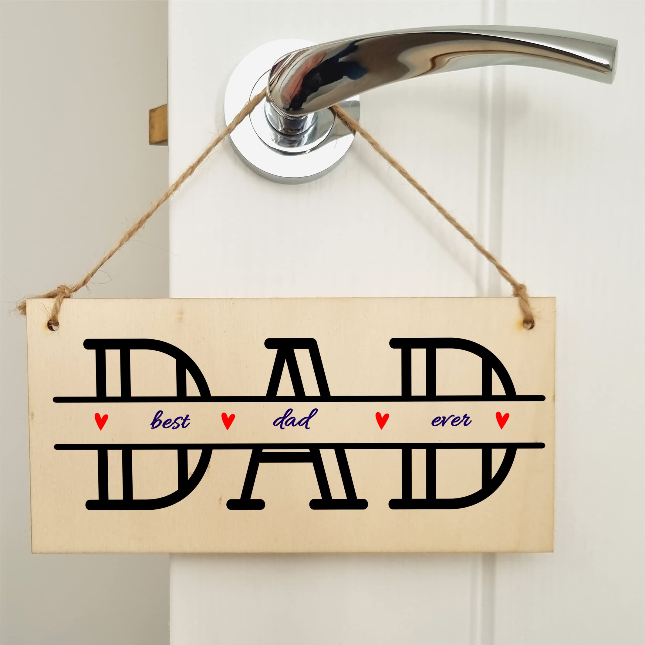 The Plum Penguin Handmade Wooden Hanging Wall Plaque Best Dad Ever Monogram Style Office Man Cave Sign